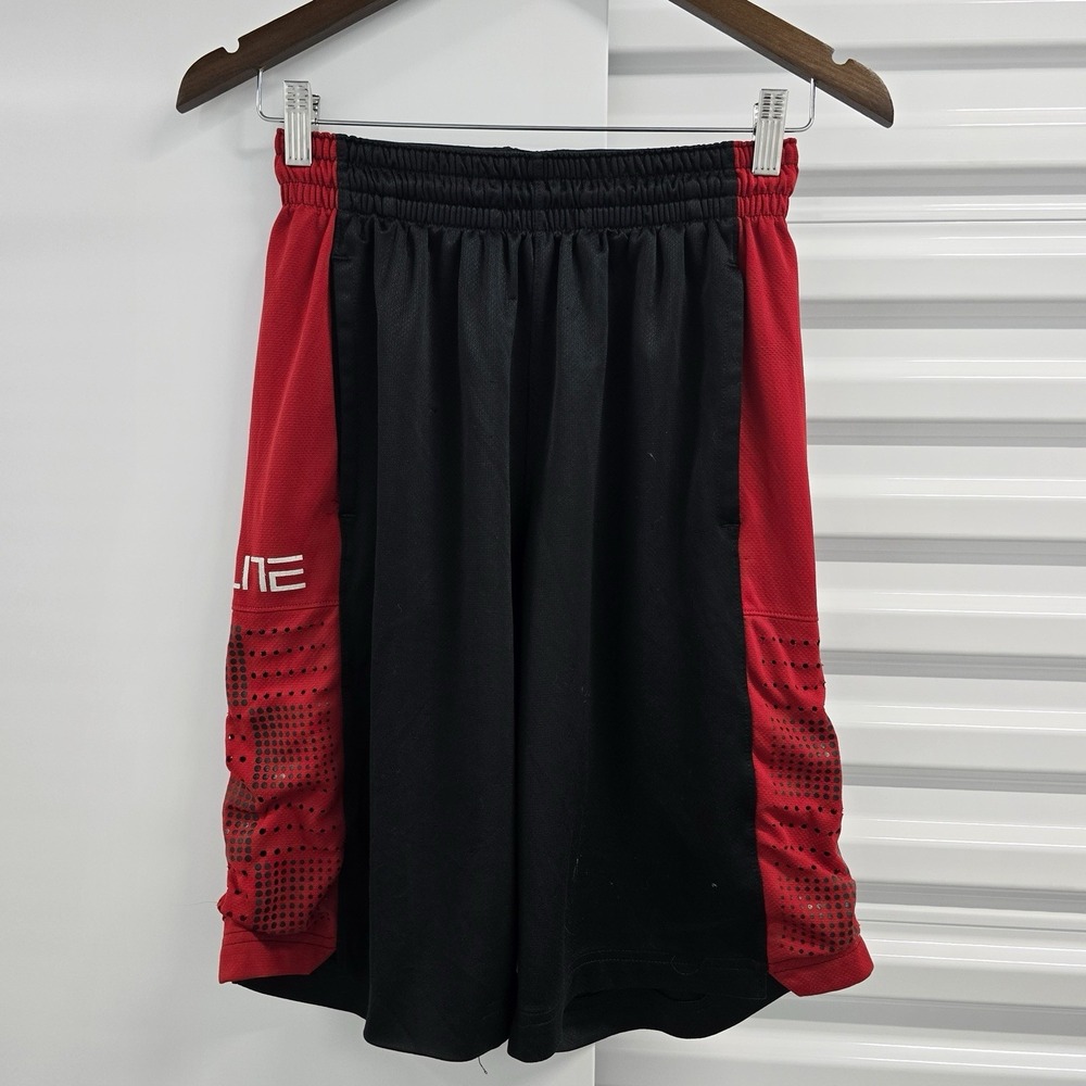 Nike Dri-FIT Elite Basketball Shorts Men Small Black Red Athletic Mesh